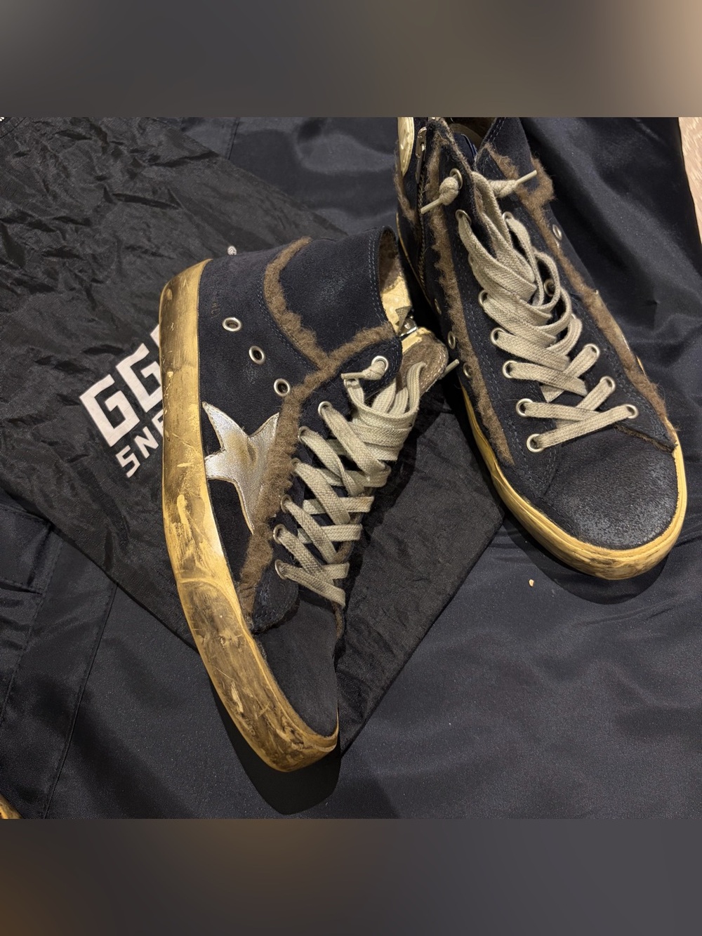 Golden goose Francy suede high top with shearling